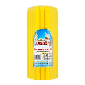 แสงเทียนธรรมวิทย์ เทียน เบอร์15 สีเหลือง แพ็ค 25 เล่ม